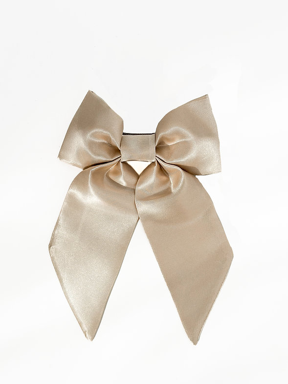 Бант для волос бежевый атлас, A123-10