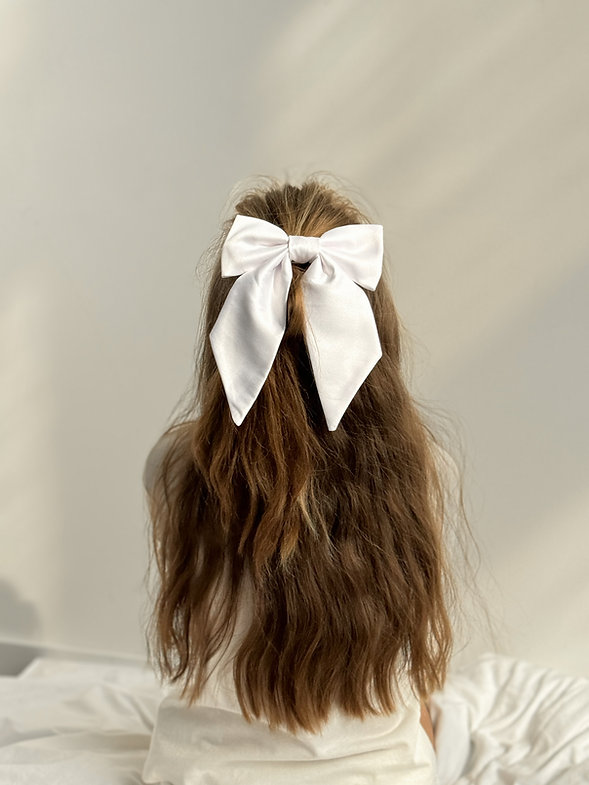 Бант для волос белый атлас, A123-9 2