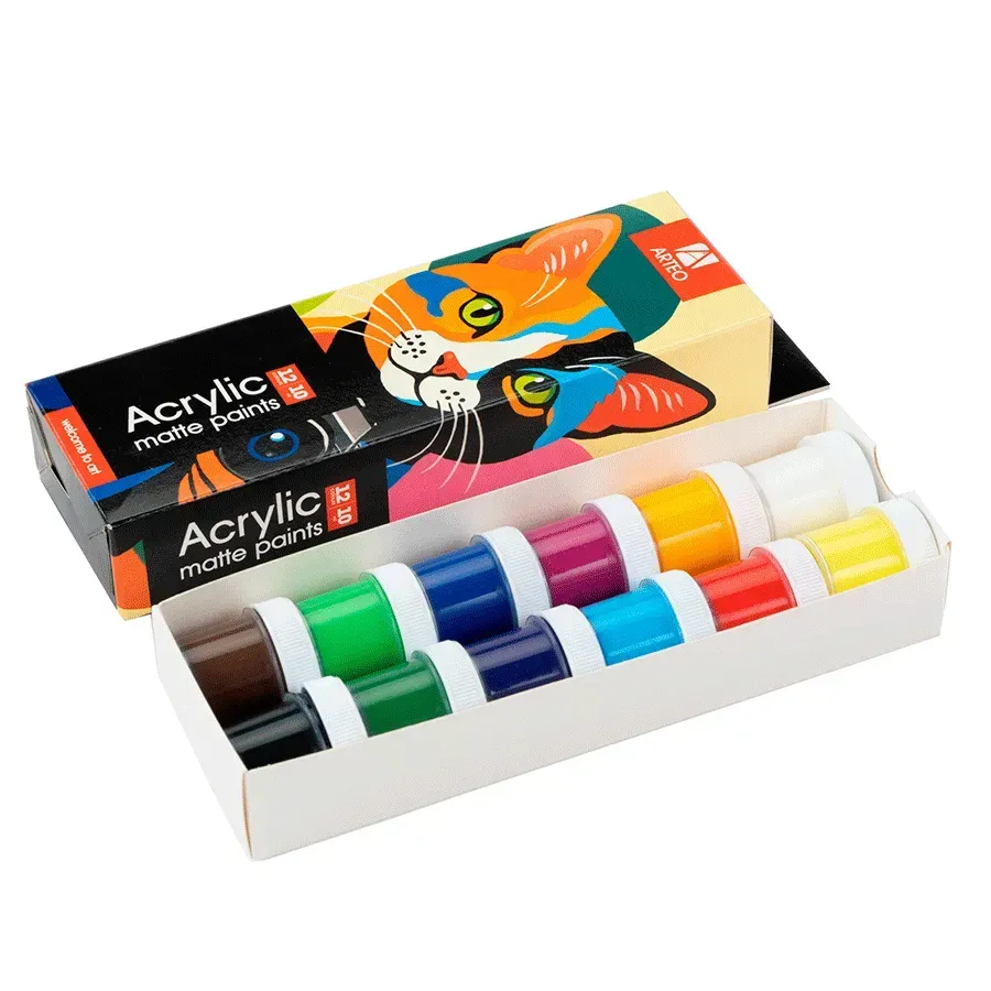 Набір акрилових фарб ColorСat, матовий, 12*10 мл, Arteo 1