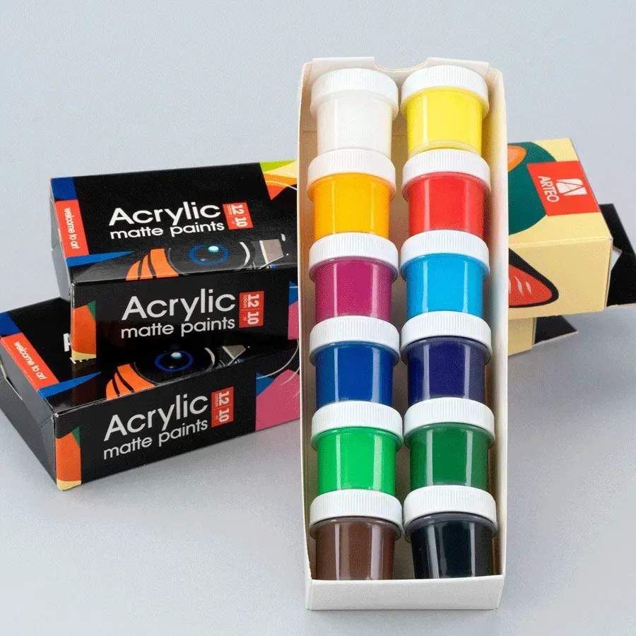 Набір акрилових фарб ColorСat, матовий, 12*10 мл, Arteo 2