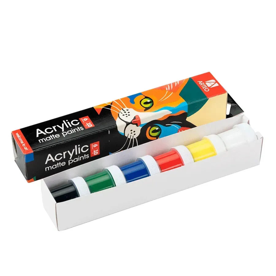 Набір акрилових фарб ColorСat, матовий, 6*10 мл, Arteo 1