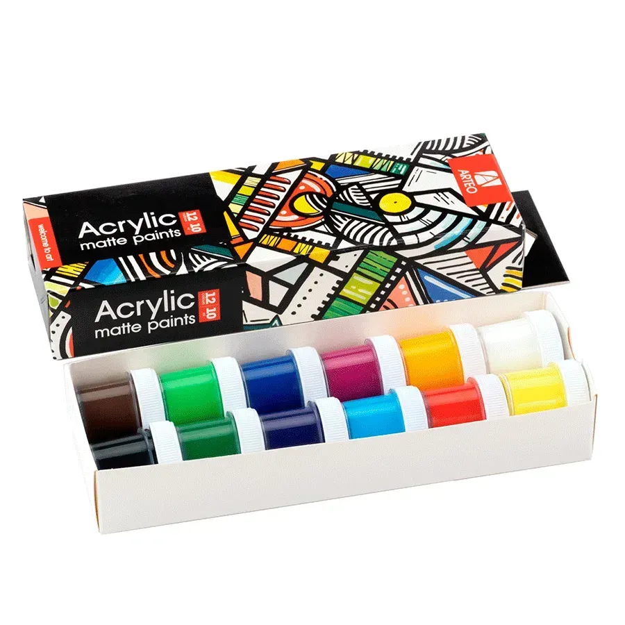 Набір акрилових фарб Geometric, матовий, 12*10 мл, Arteo 1