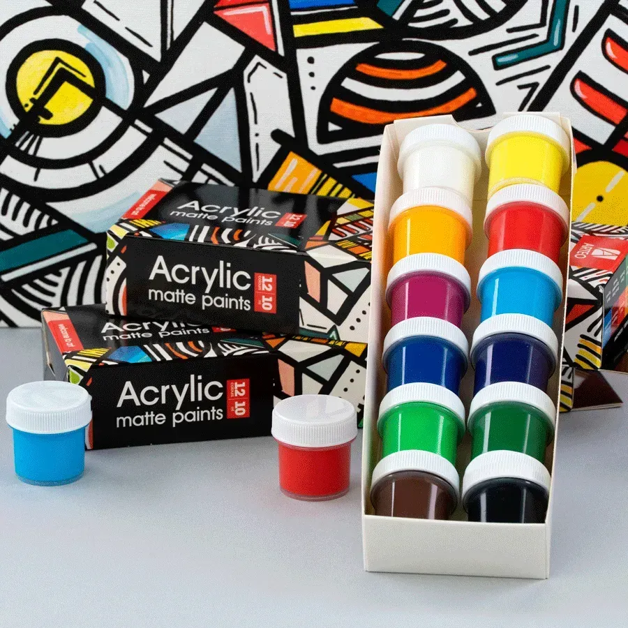Набір акрилових фарб Geometric, матовий, 12*10 мл, Arteo 2