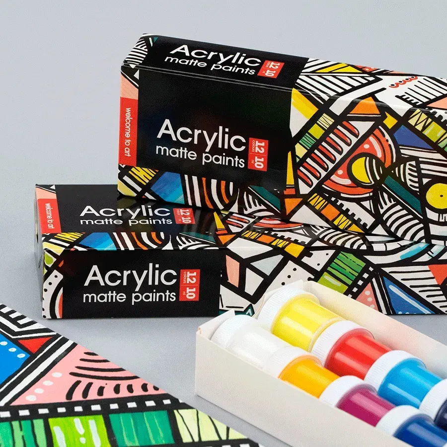 Набір акрилових фарб Geometric, матовий, 12*10 мл, Arteo 3