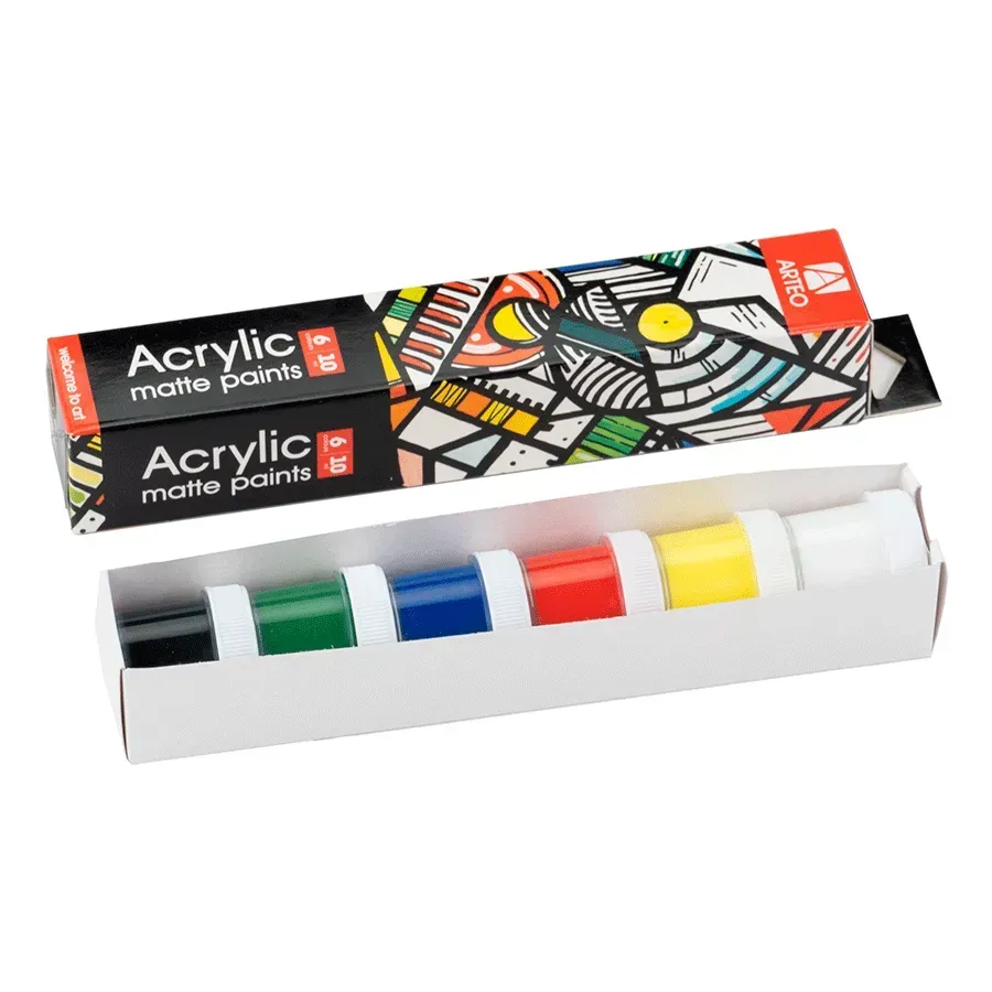 Набір акрилових фарб Geometric, матовий, 6*10 мл, Arteo 1