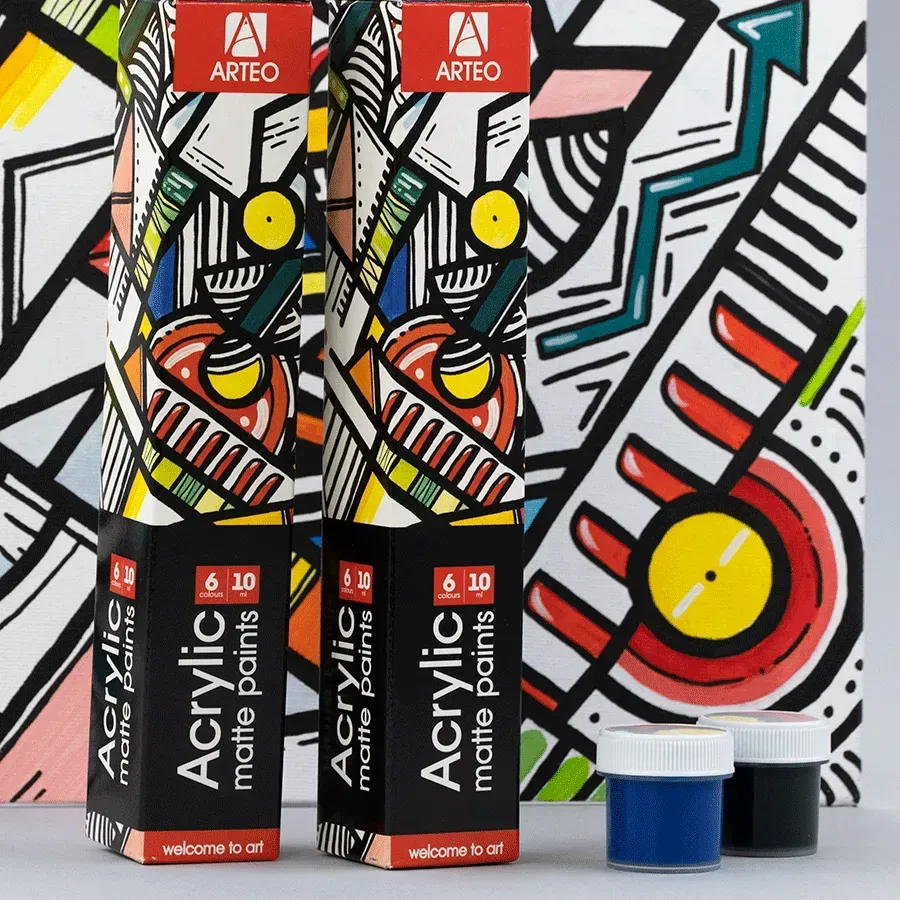 Набір акрилових фарб Geometric, матовий, 6*10 мл, Arteo 2