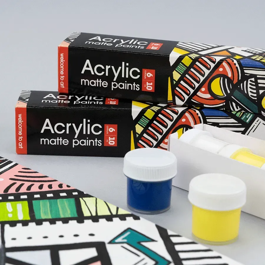 Набір акрилових фарб Geometric, матовий, 6*10 мл, Arteo 3