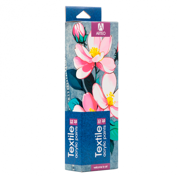 Набір акрилових фарб для розпису тканин Flowers, 12*10 мл, Arteo