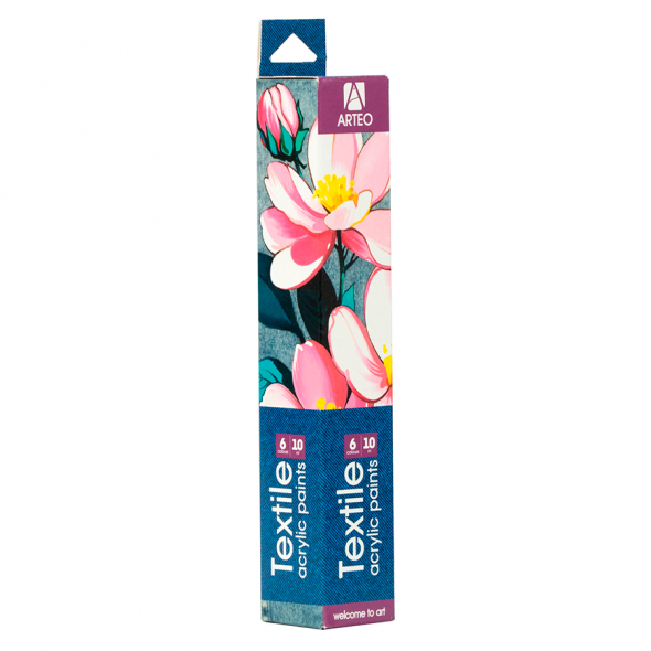 Набір акрилових фарб для розпису тканин Flowers, 6*10 мл, Arteo