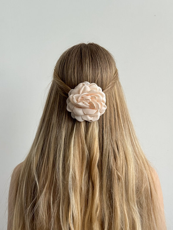 Заколка автомат пион молочная, kvit02 2