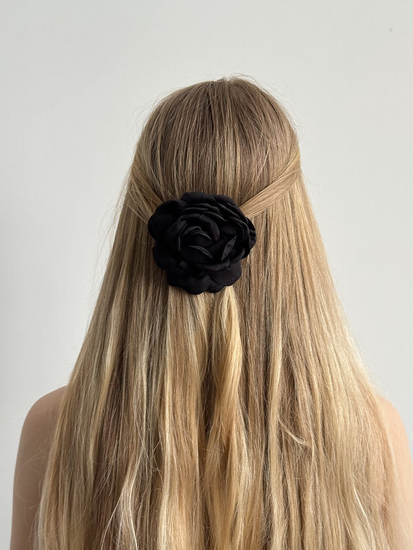 Заколка автомат пион черная, kvit01 2