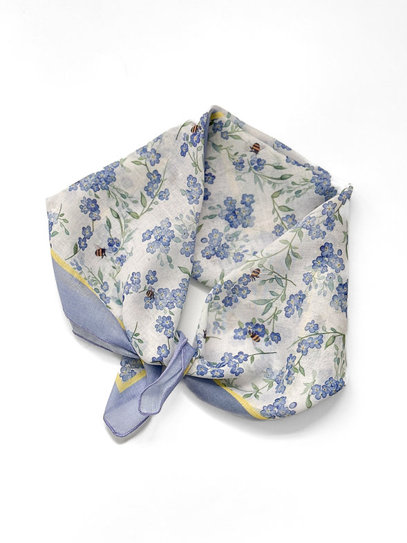 Косынка голубые цветы и пчелы, EW6-1