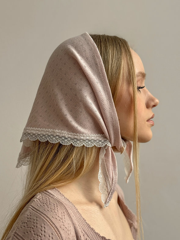 Косынка трикотажная розовая, EW1-12 3