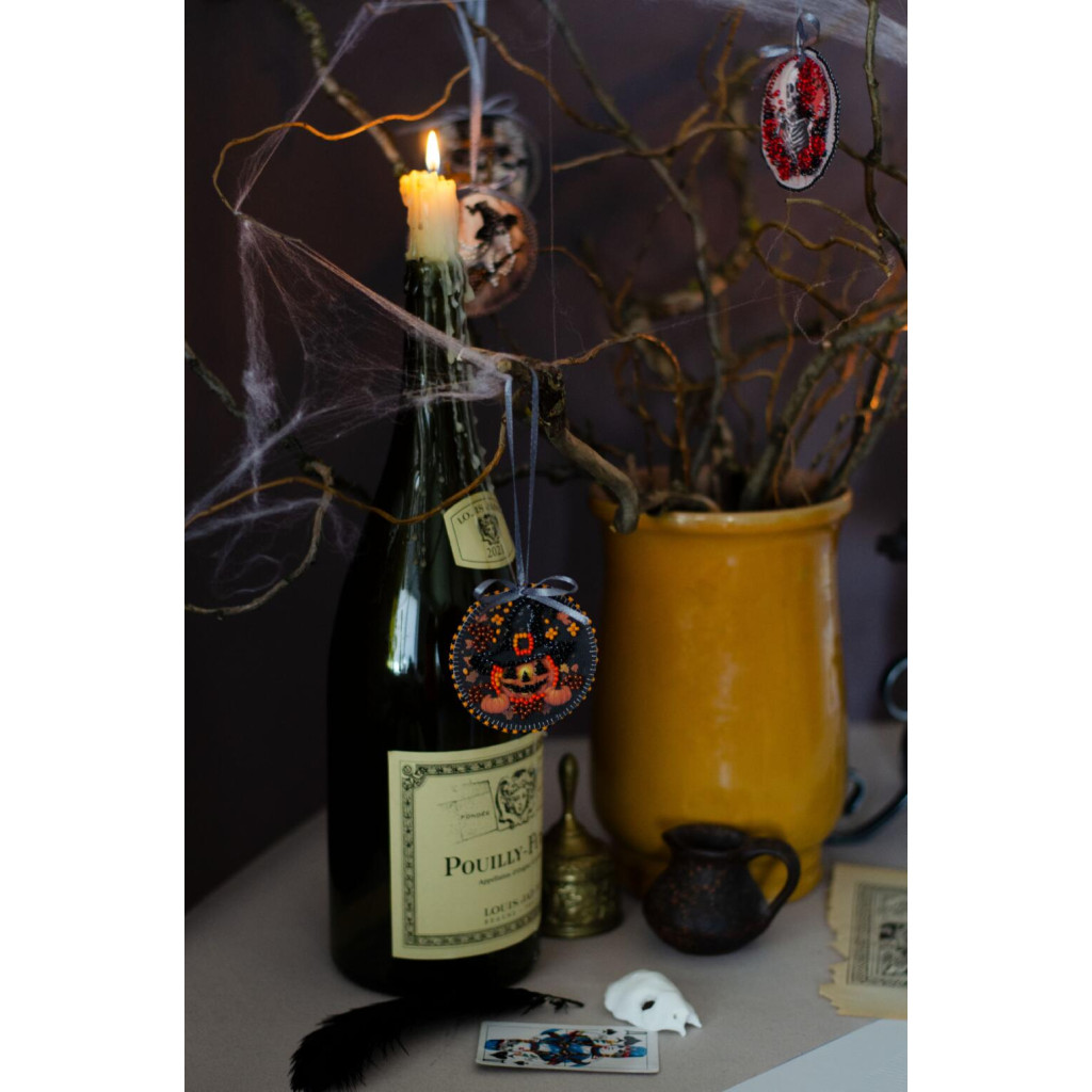 Набір для вишивання бісером інтер`єрної прикраси на натуральному художньому холсті "Святковий Гелловін", ABT-039 5