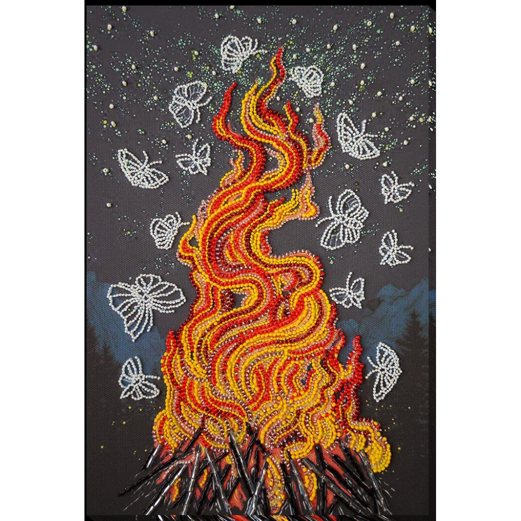 Набір для вишивання бісером на натуральному художньому холсті "Танок біля полум`я", AB-910