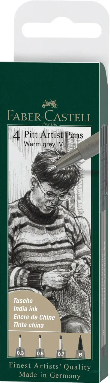 Набір ручок капілярних PITT Brush "Warm Grey IV", 4 шт., 167169 Faber-Castell