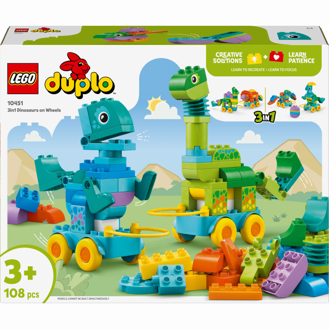 Конструктор Lego Duplo "Динозавры на колесах 3в1", 10451