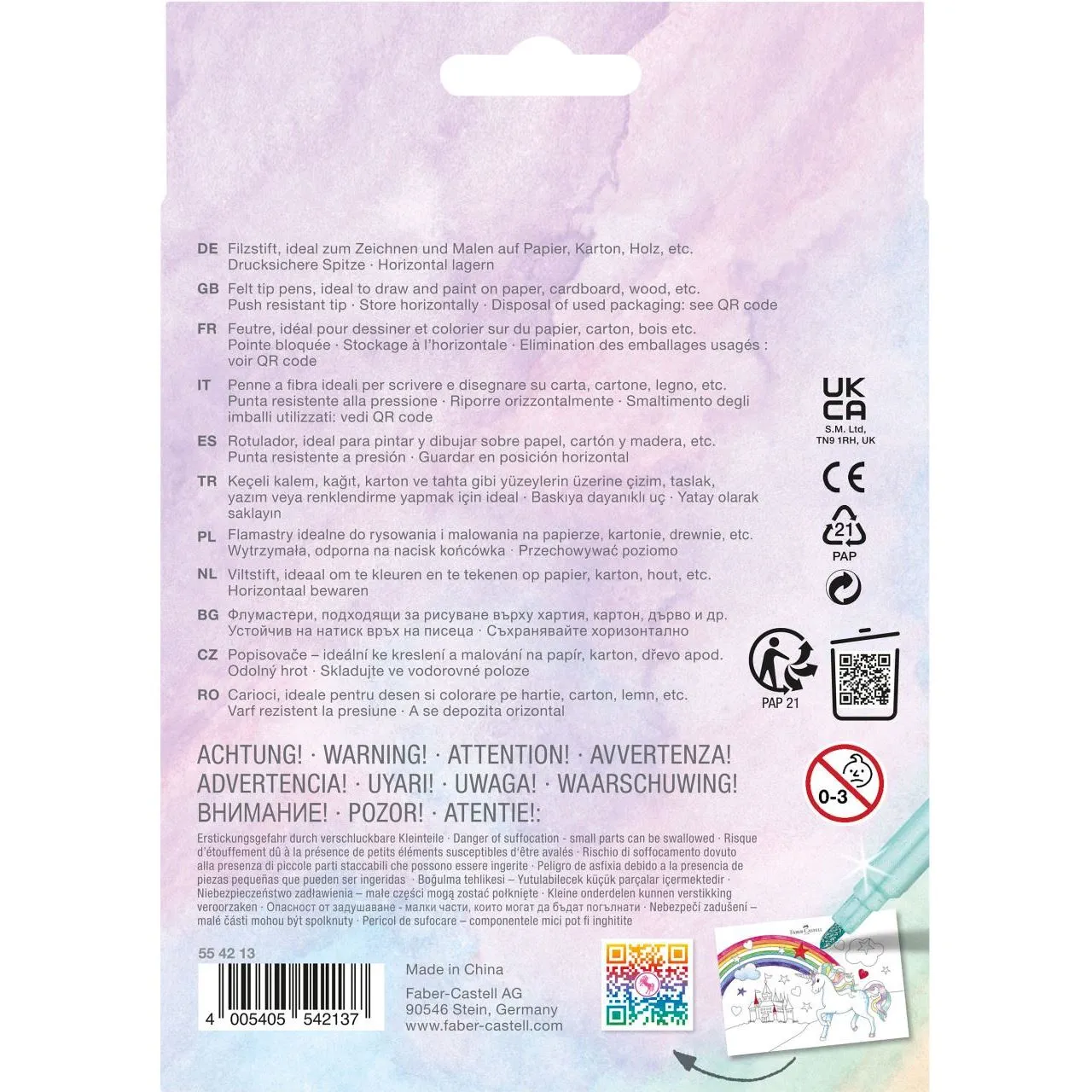 Фломастери 10 кол. "Unicorn" + 3 пастельних металика + наклейки, 554213 Faber-Castell 1