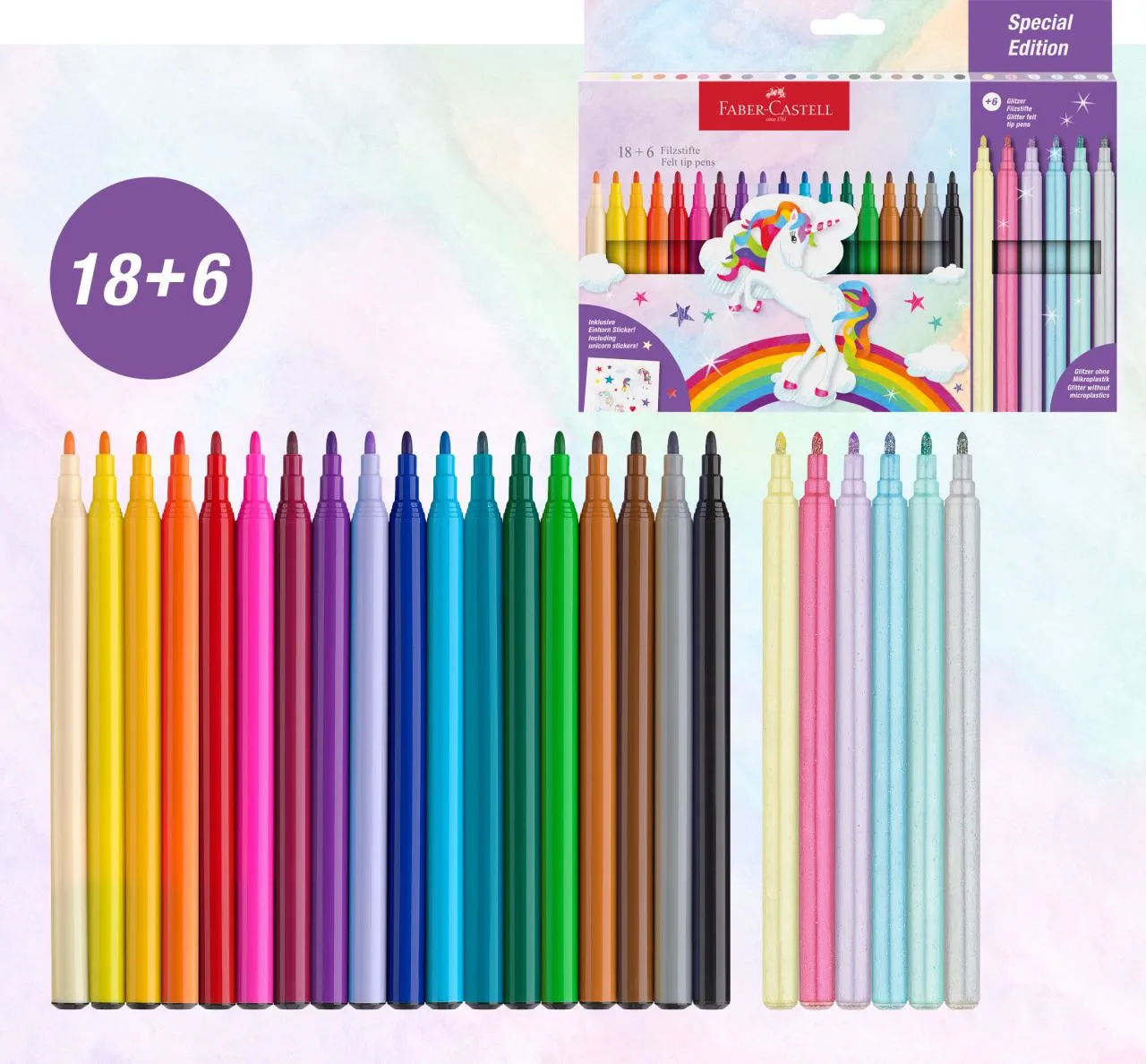 Фломастери 24 кол. FELT TIP "UNICORN" (картон. уп.), 554221 Faber-Castell 1