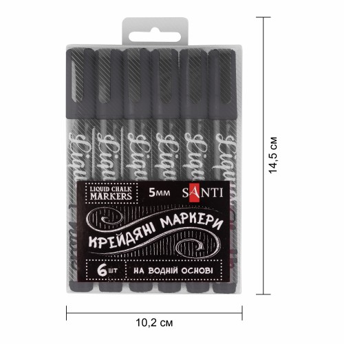 Крейдяний маркер SANTI, чорний, 5 мм, 6 шт/кор, 391125 3
