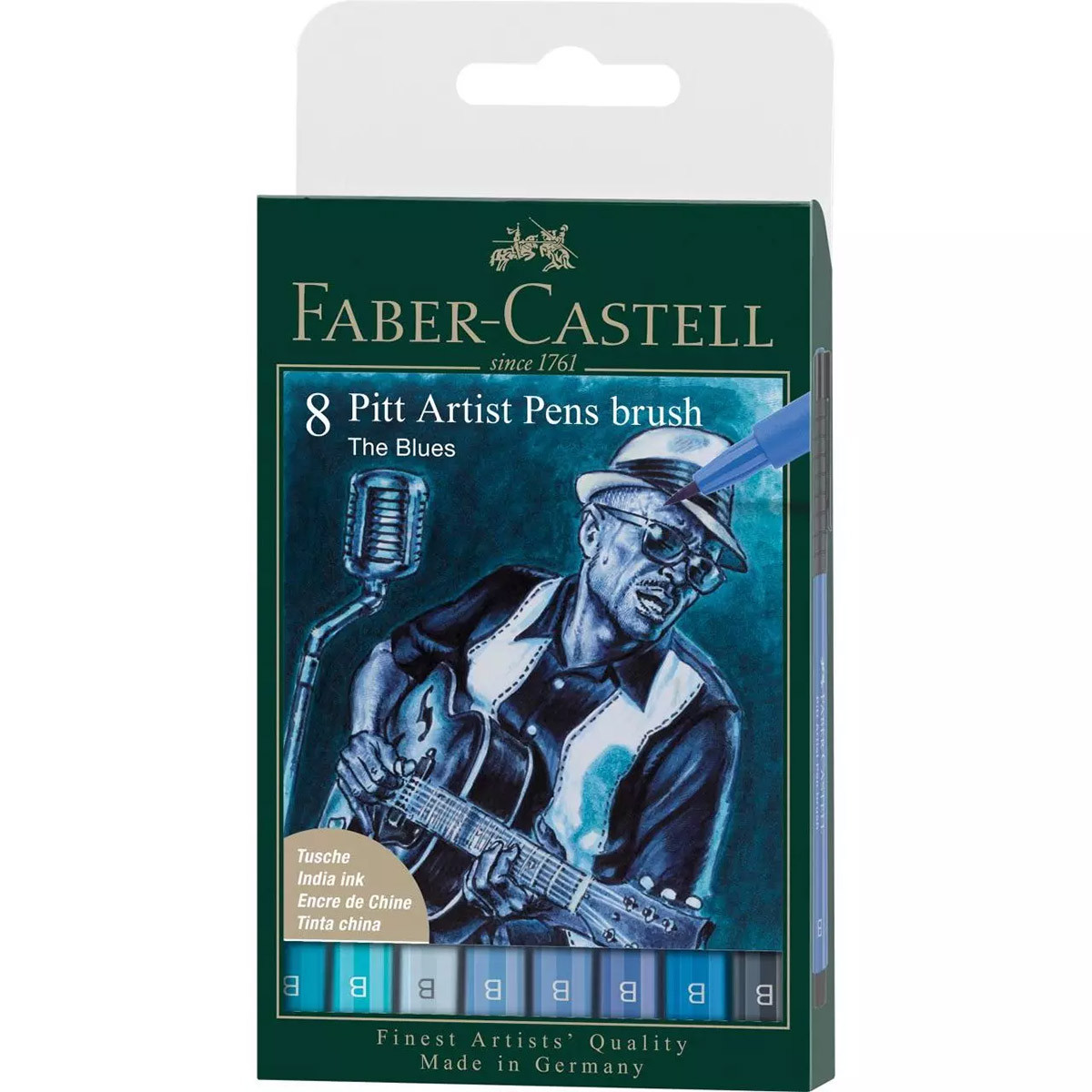 Набір капілярних ручок пензликів PITT Artist Pens Brush The Blues, 8 кольорів, 167173 Faber-Castell