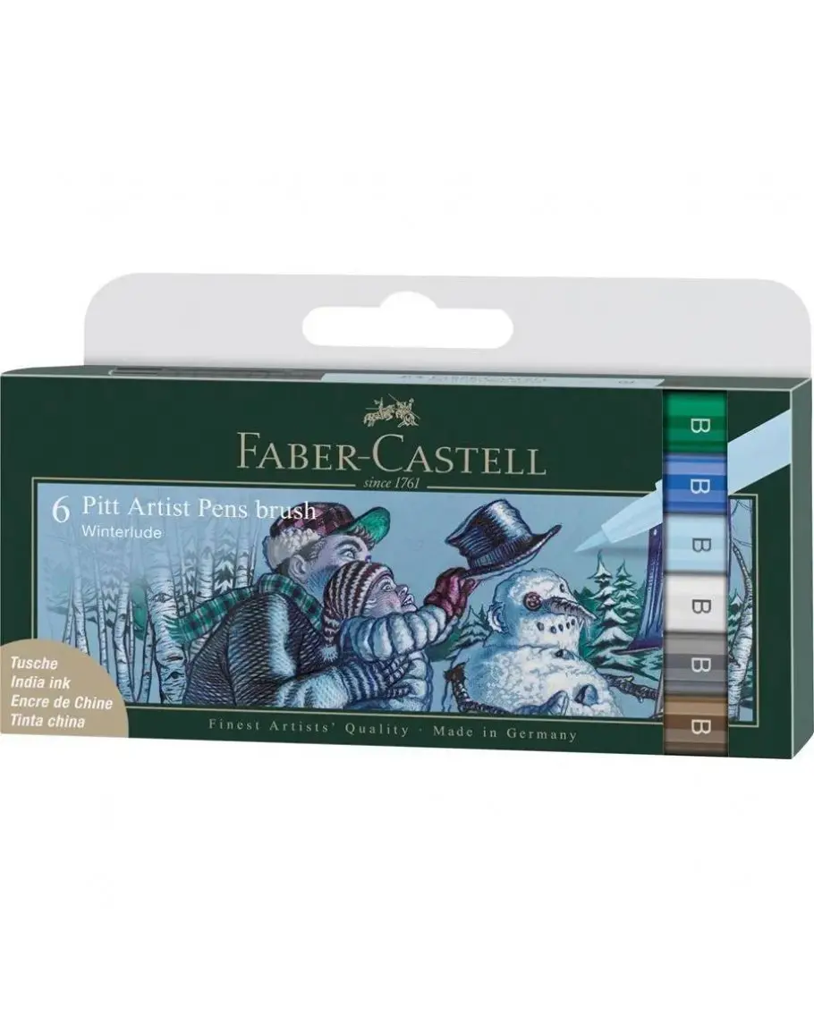 Набір капілярних ручок пензликів PITT Artist Pens Brush Winterlude, 6 кольорів, 167176 Faber-Castell