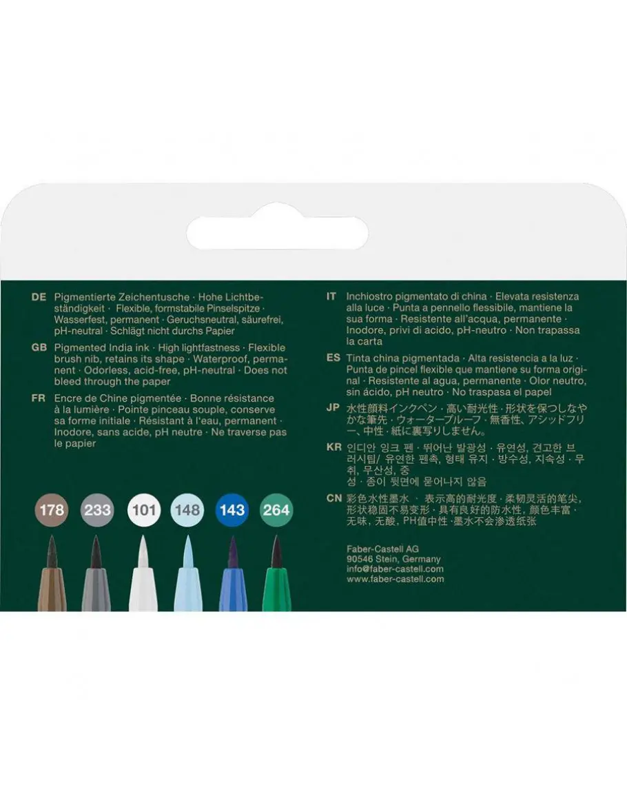 Набір капілярних ручок пензликів PITT Artist Pens Brush Winterlude, 6 кольорів, 167176 Faber-Castell 1