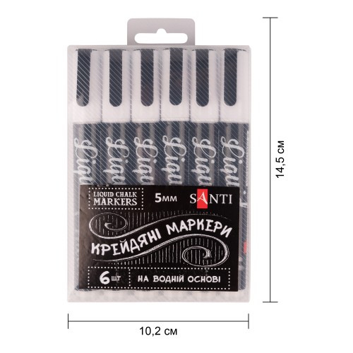 Крейдяний маркер SANTI, білий, 5 мм, 6 шт/кор, 390782 1