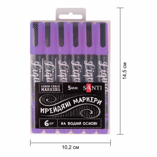 Крейдяний маркер SANTI, фіолетовий, 5 мм, 6 шт/кор, 391126 2