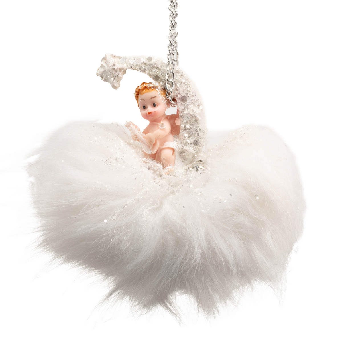 Игрушка новогодняя "Ангел на месяце" 10 см, 2501
