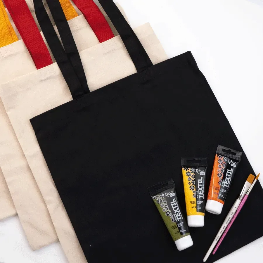 Сумка из хлопка 38*42 см, красная ручка 70 см, неотбеленный хлопок 220 г/м2, ROSA Talent 3