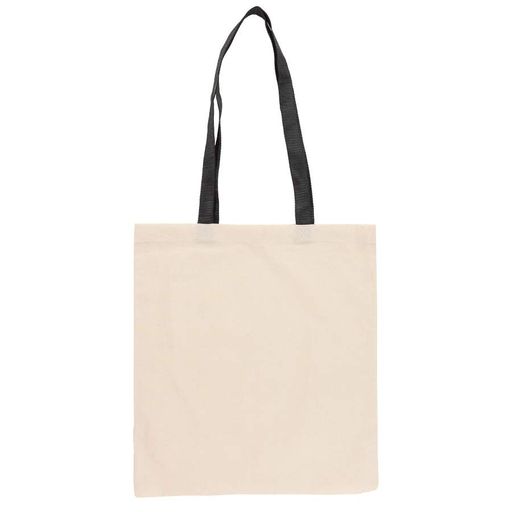 Сумка из хлопка 38*42 см, черная ручка 70 см, небеленый хлопок 220 г/м2, ROSA Talent