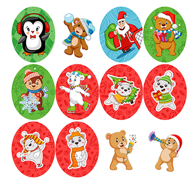 Книга "Зимові наліпки. Ведмедик", (у) (4548) 6