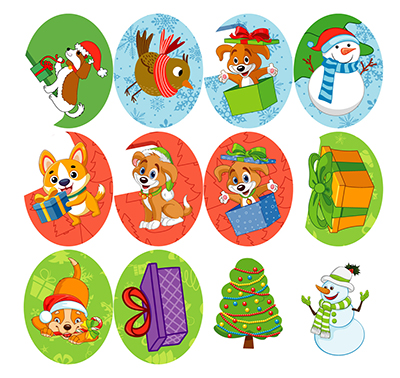 Книга "Зимові наліпки. Песик", (у) (4524) 6