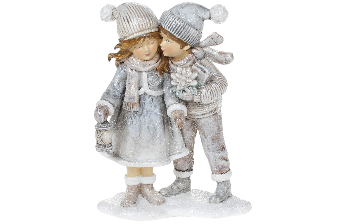 Статуэтка декоративная "Дети" 12,5 см, бежево-серый, 707-314