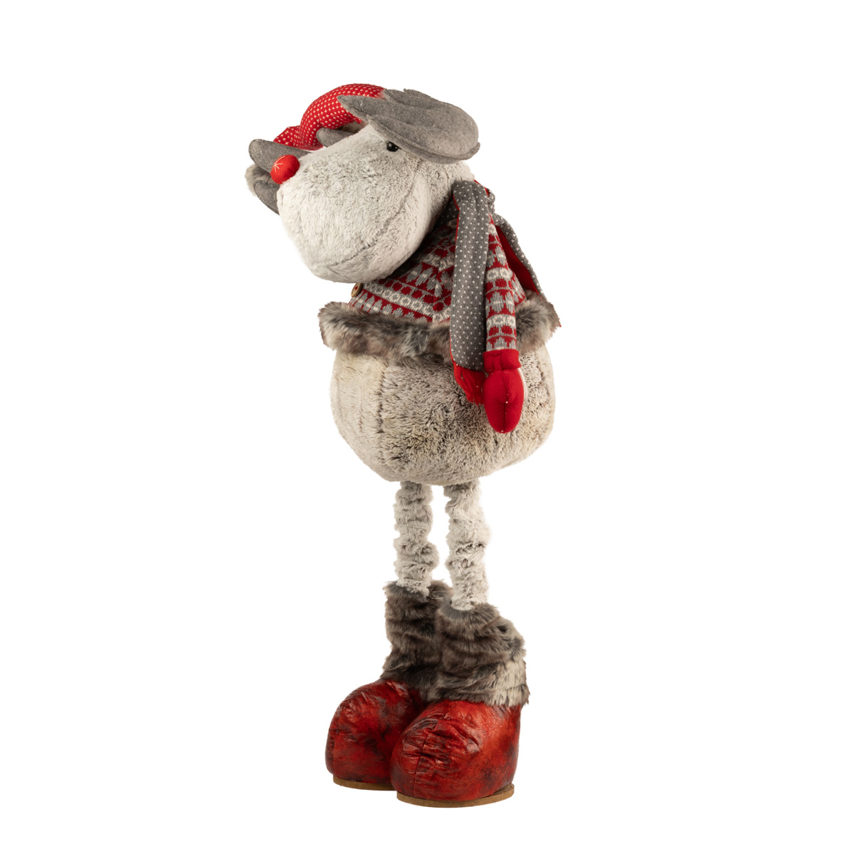 Мягкая новогодняя игрушка Олень на телескопических ногах 107-153 см, белый, 778-273 4