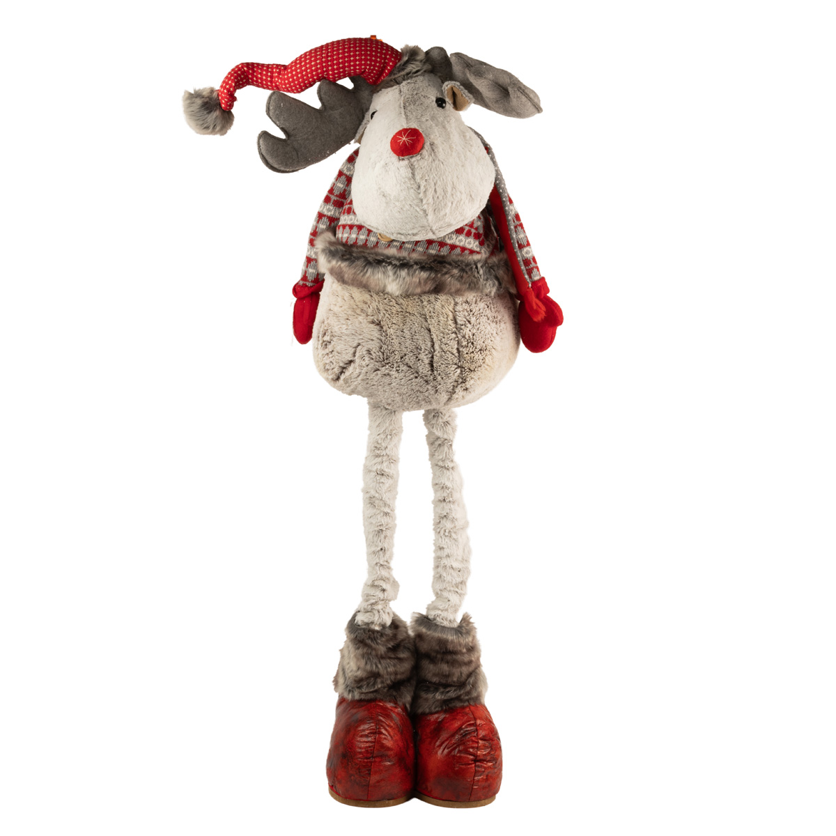 Мягкая новогодняя игрушка Олень на телескопических ногах 107-153 см, белый, 778-273 2