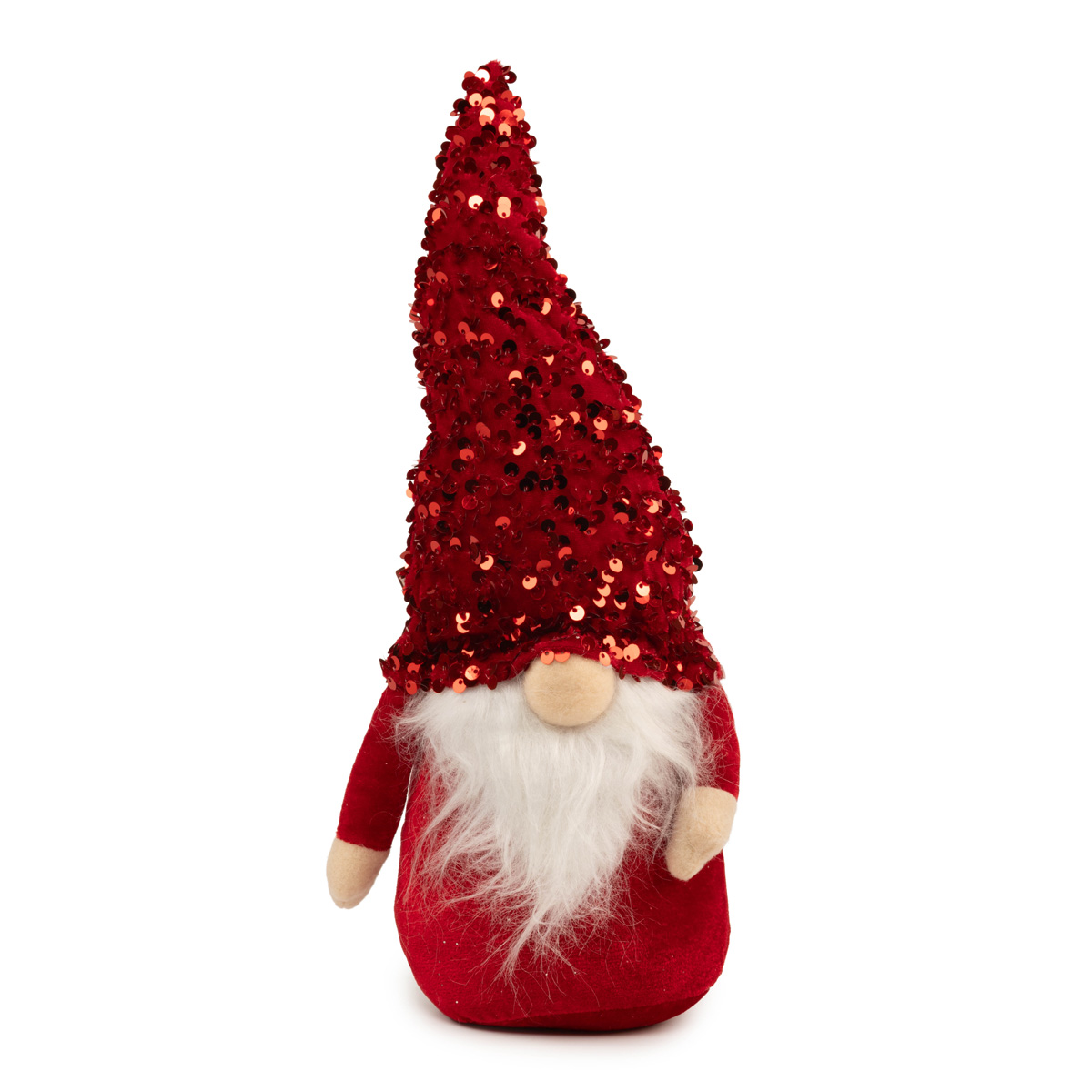Мягкая игрушка новогодняя "Гном" 36 см, красная пайетка, 973720