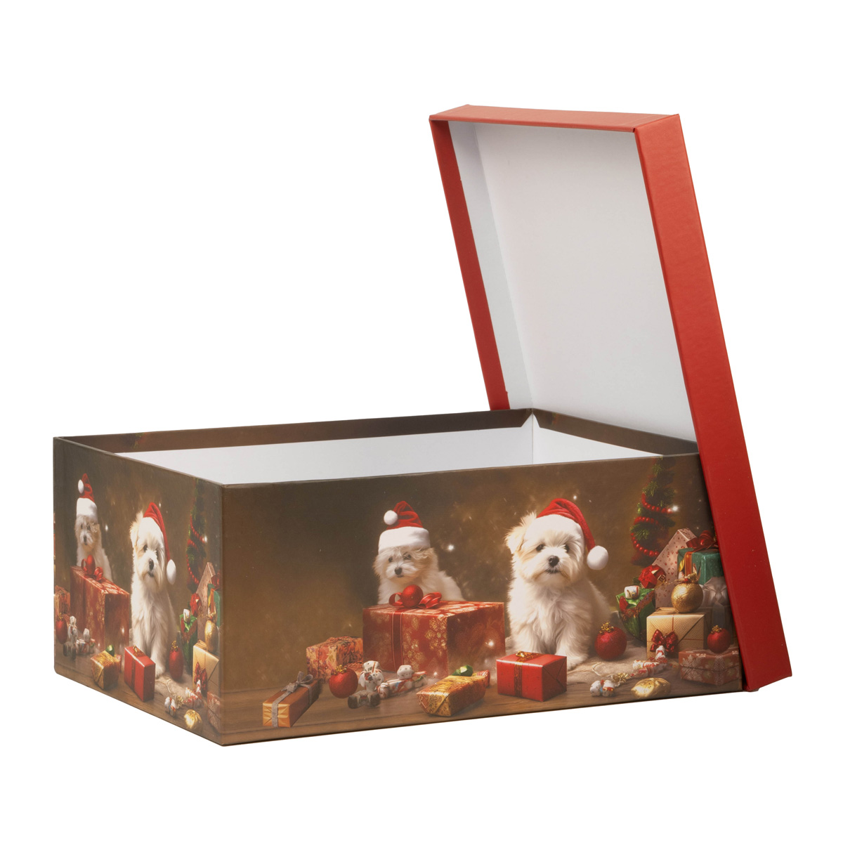 Подарункова коробка прямокутна НР, "Песик у різдвяній шапці", 27*20*11,5 см, 1110110205 1