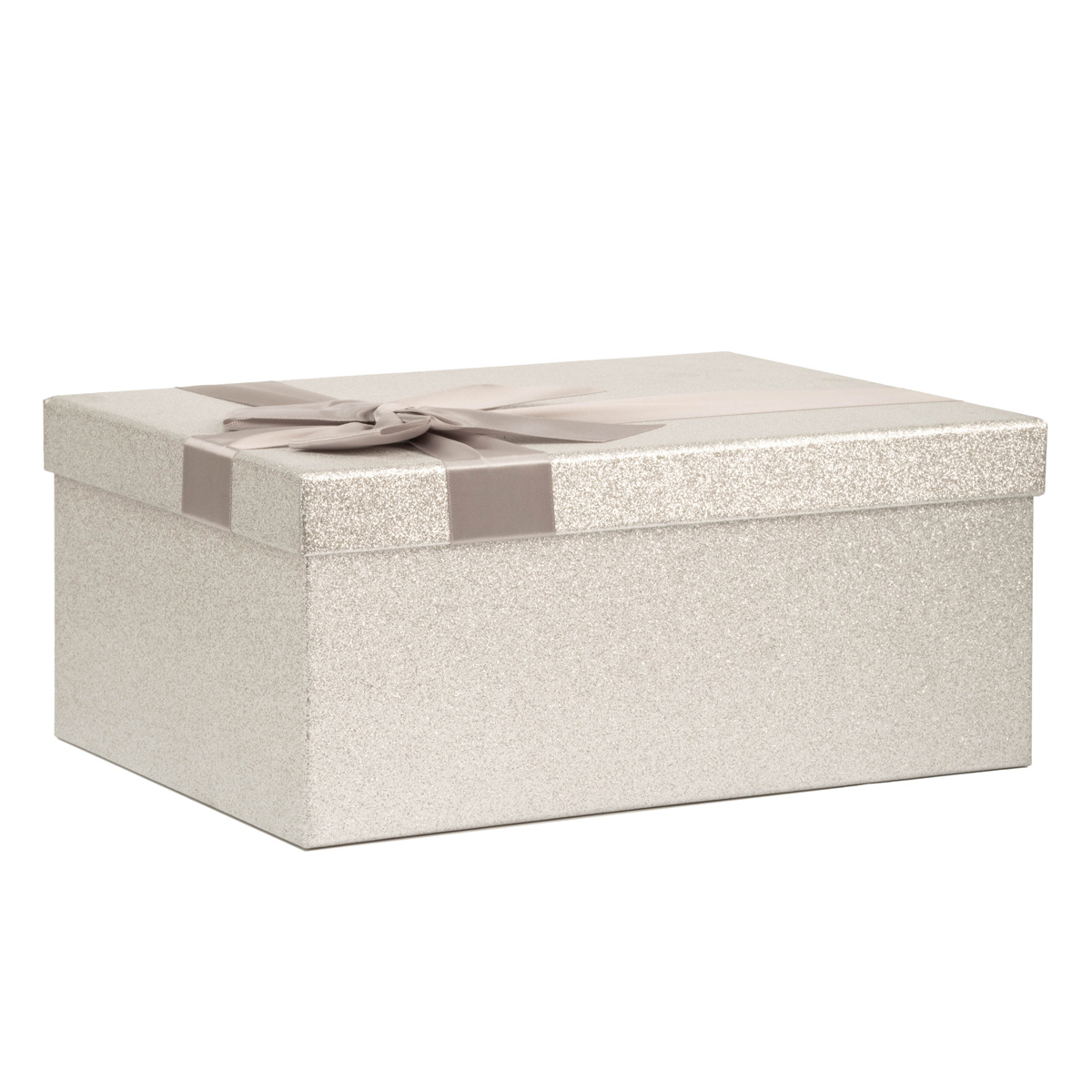 Подарункова коробка прямокутна НР, "Срібло блиск" з бантом, 33*25,5*14,5 см, 121034728