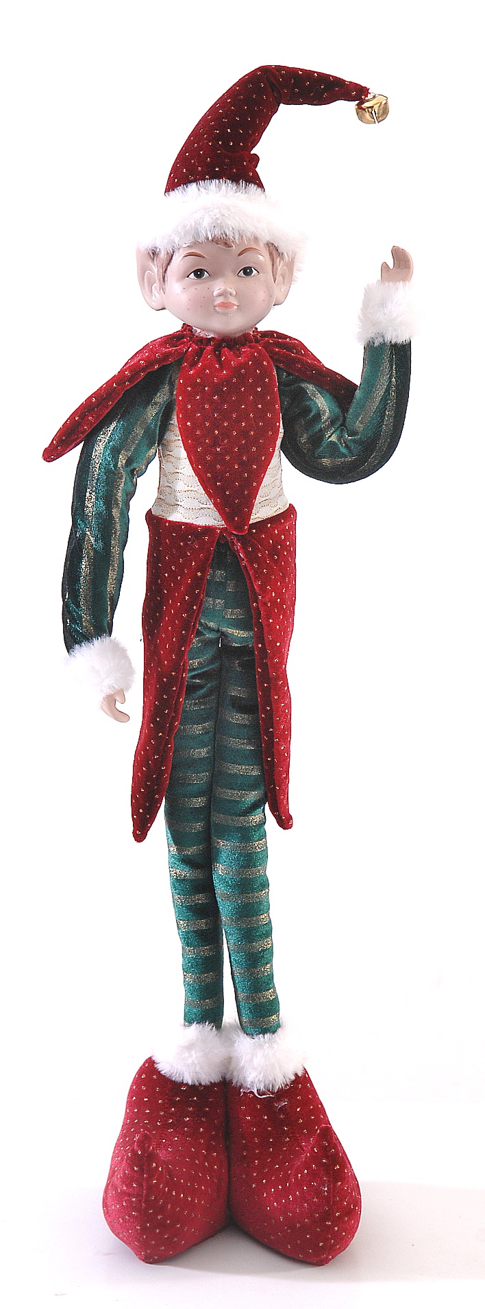 Прикраса сувенірна, декоративна "Ельф бордово-зелений з довгими ногами" 85 см, 16519, ТМ "A&G"