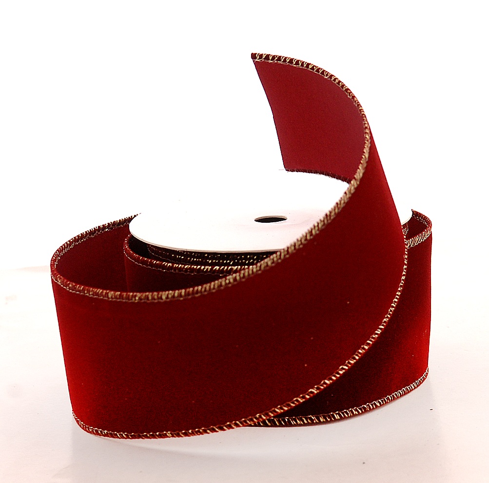 Стрічка оксамитова темно-бордова, 6,3 см*9,1 м,  20918, ТМ "A&G"
