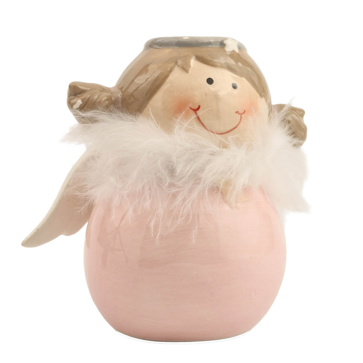 Декор новогодний Ангел, 9*8*6 см. фарфор, розовый, 3200981 Pusteblume