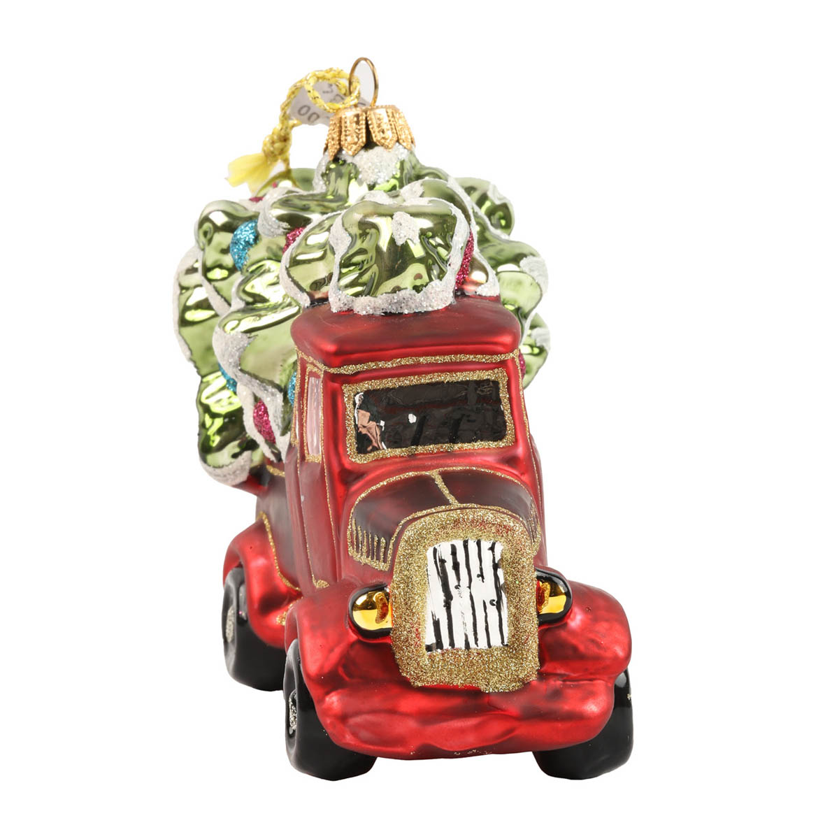 Елочное украшение стеклянное Грузовик с рождественской елкой 15,3 см, 1173C 4
