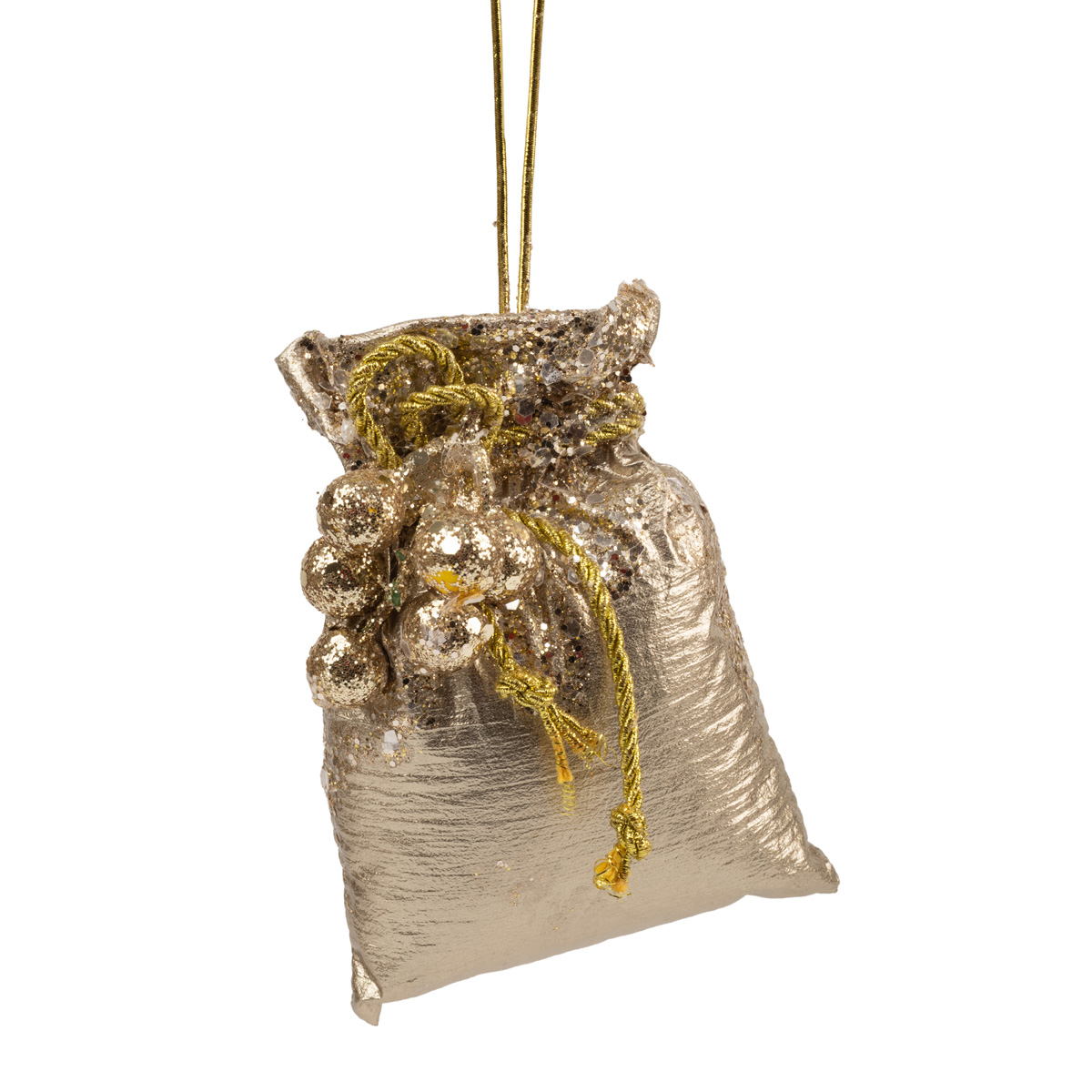 Іграшка новорічна "Казковий мішочок" золото, 15 см, 2708