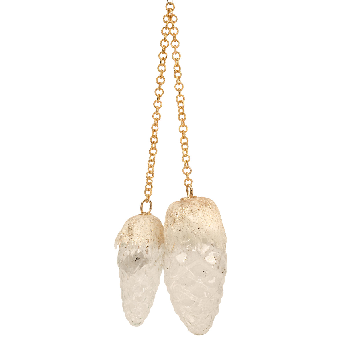 Игрушка новогодняя "Шишки 2" стекло, гирлянда, золото, 15 см, 2102