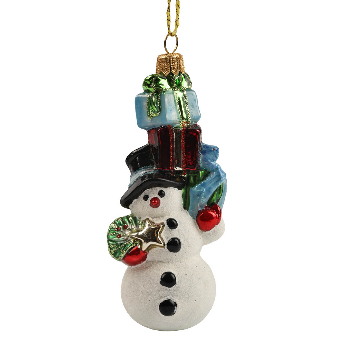 Елочное украшение Снеговик с подарками, F1343-124776