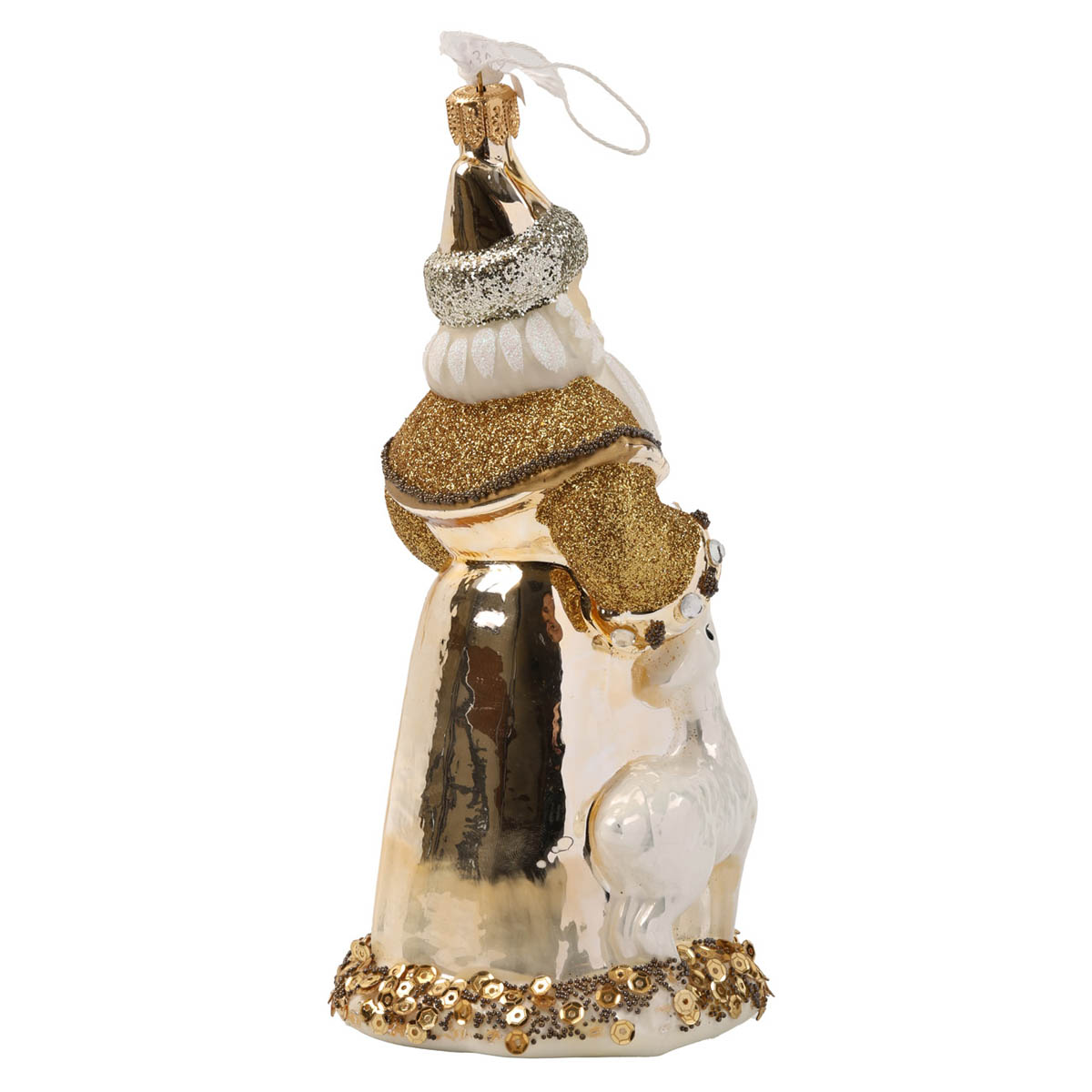 Елочное украшение Санта бело-золотой с друзьями, F1349-128905 1