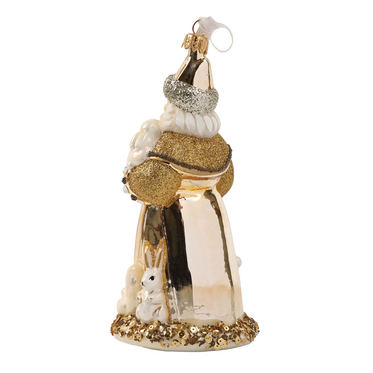 Елочное украшение Санта бело-золотой с друзьями, F1349-128905 2