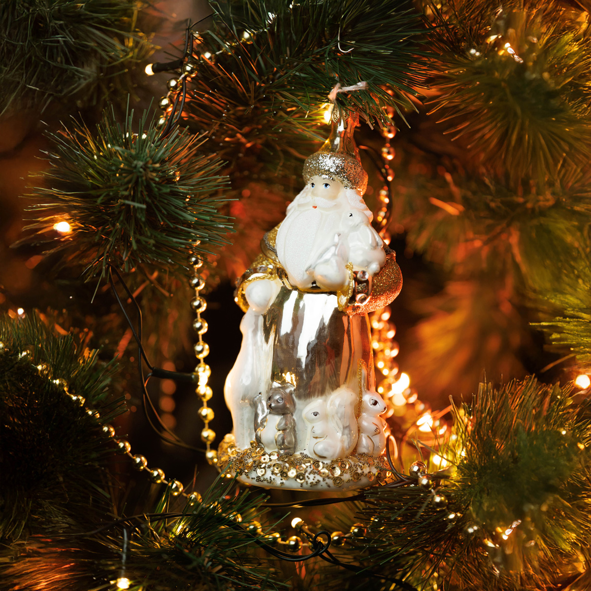 Елочное украшение Санта бело-золотой с друзьями, F1349-128905 3